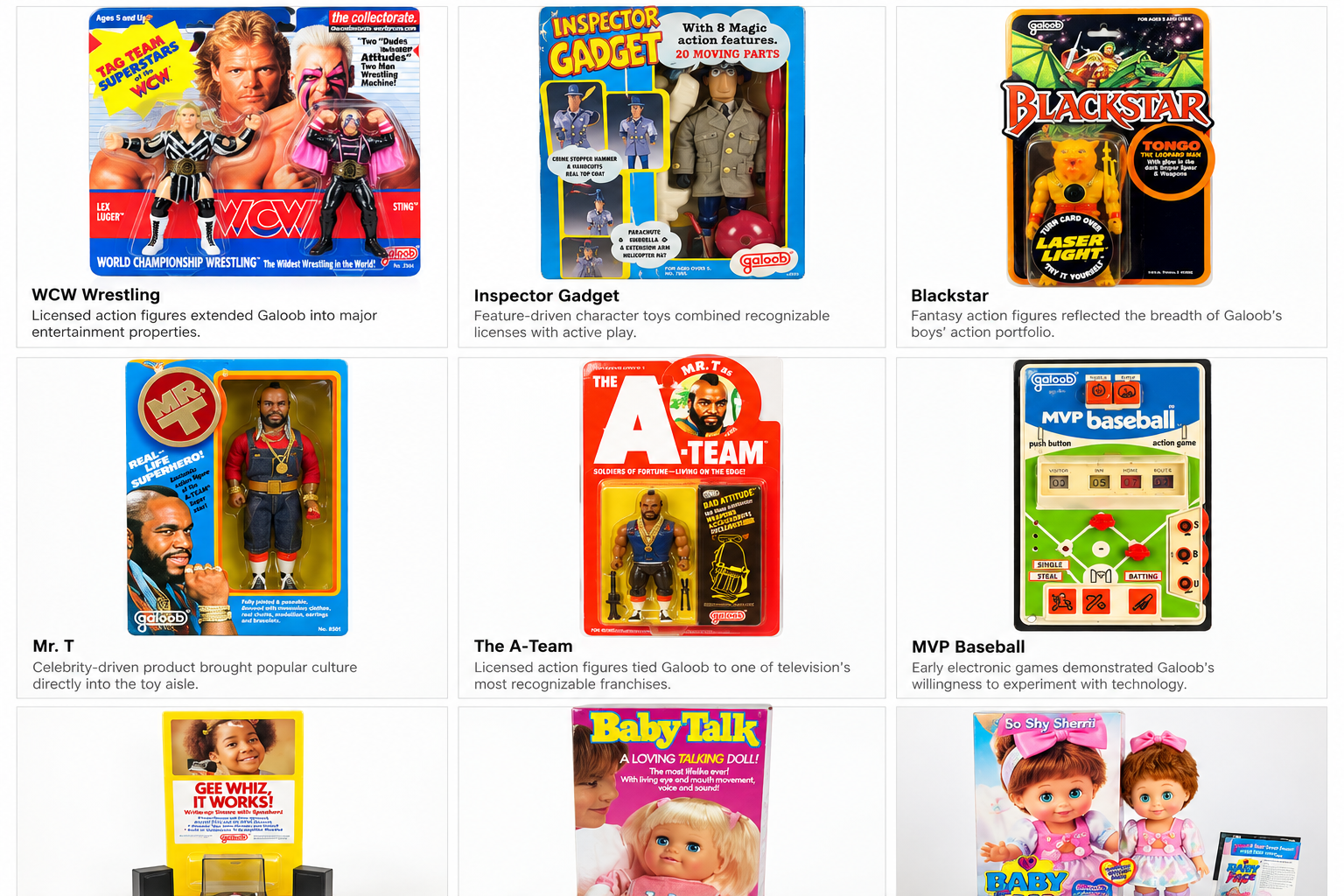 Selected products from the Galoob portfolio